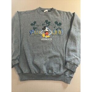 Vintage Mickey Mouse Crew Neck Sweatshirt Disney Washington Tultex Sz L Green